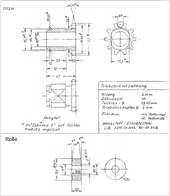 drawing of the sprocket pinion and its guide roll